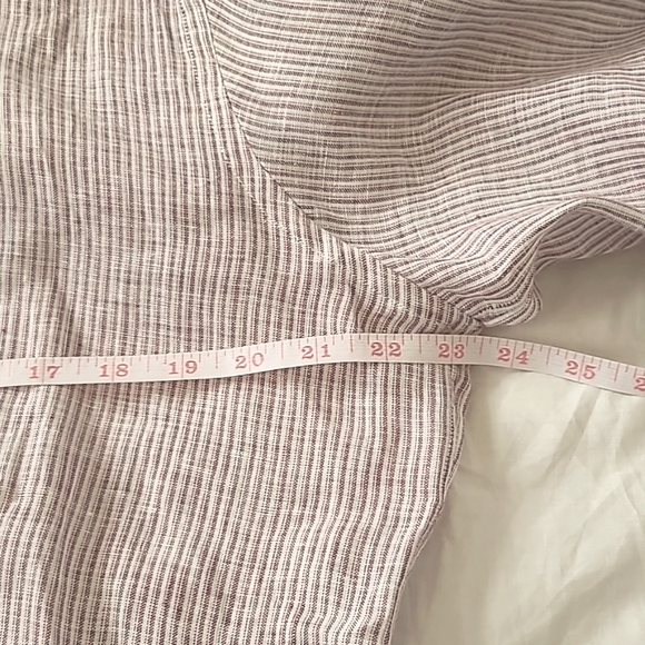 Luciano Barbera Made in Italy White Pink Stripes 100% Linen Dress Shirt, Size S - Picture 9 of 10